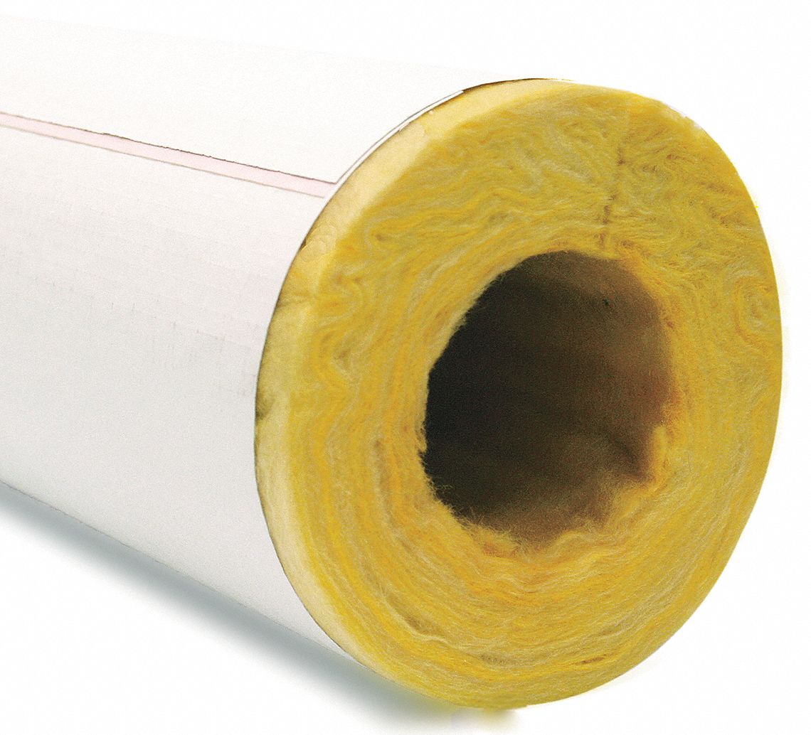 PIPE INSULATION: TUBE, FIBERGLASS, SLIT WITH ADHESIVE AND FLAP, 1 IN THICK, 3 FT LG