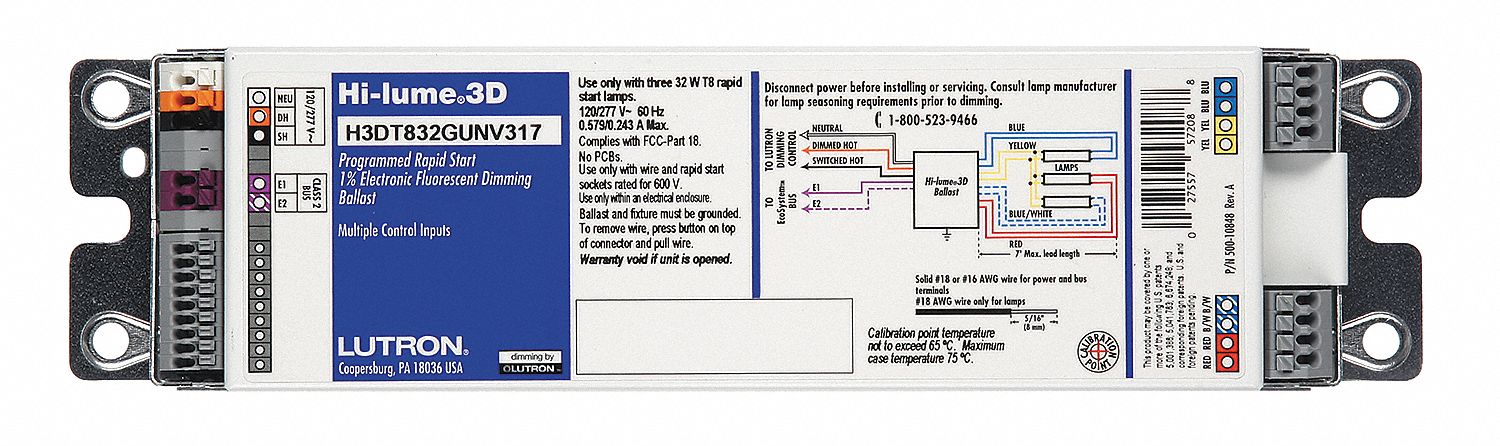 LUTRON Electronic Ballast, 32 Max. Lamp Watts, 120-277 V ... programmed start ballast wiring diagram 