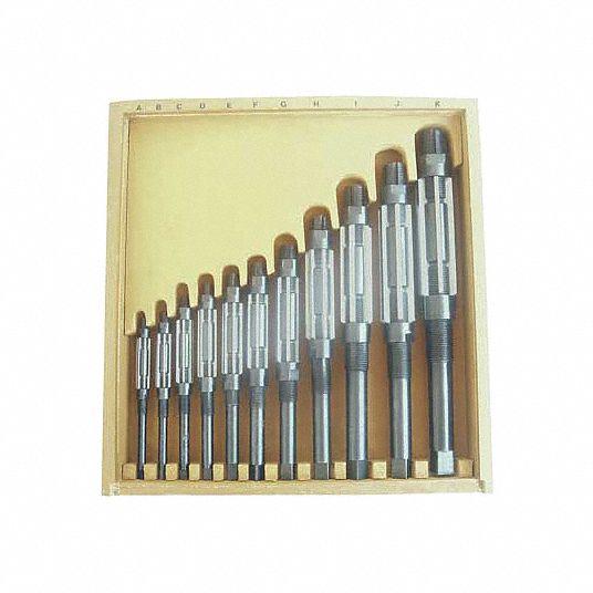WESTWARD Adjustable Hand Reamer Set Straight Blade, 15/32 in Smallest