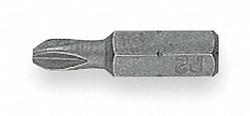 Insert Bit, SAE, 1/4", Hex, #2, 1", PK25