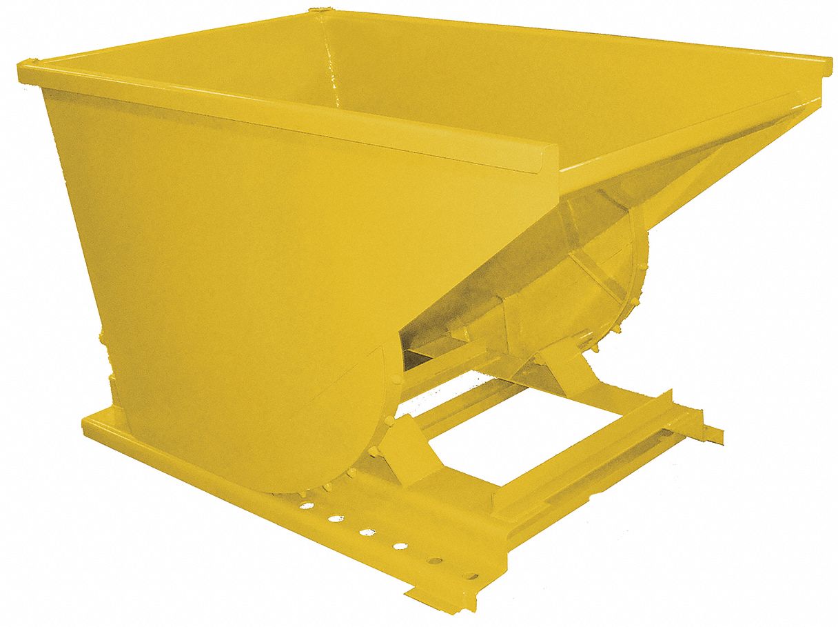 SELF DUMPING HOPPER, STANDARD, STEEL, LEVER, YELLOW, MEDIUM DUTY