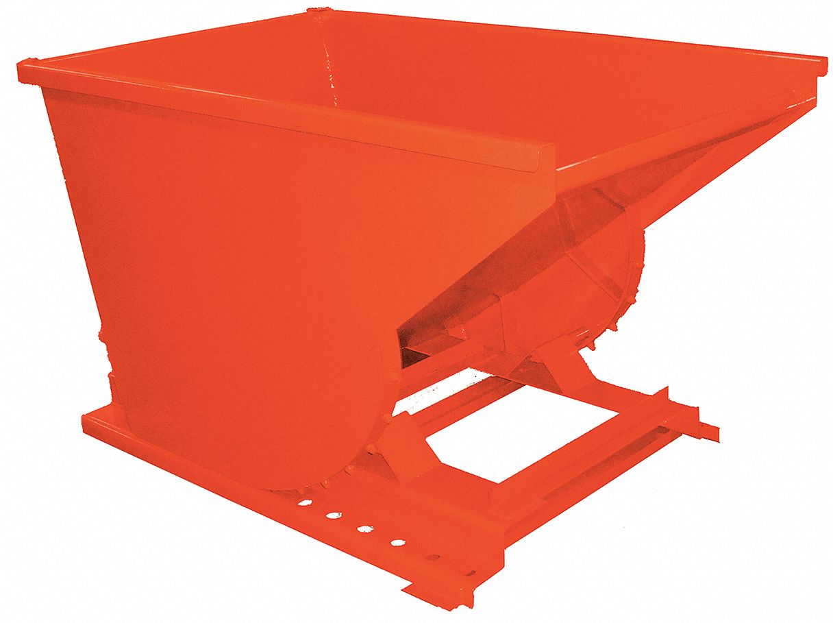 SELF DUMPING HOPPER, STANDARD, STEEL, LEVER, ORANGE, MEDIUM DUTY