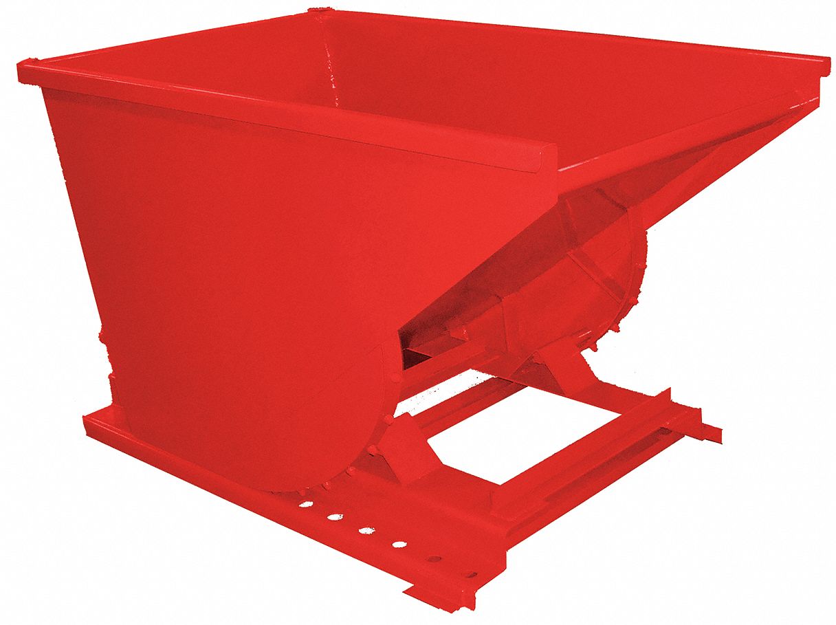 SELF DUMPING HOPPER, STANDARD, STEEL, LEVER, RED, MEDIUM DUTY