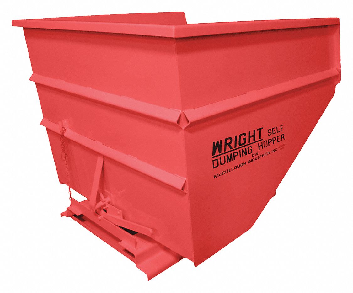 SELF DUMPING HOPPER, STANDARD, STEEL, LEVER, RED, MEDIUM DUTY