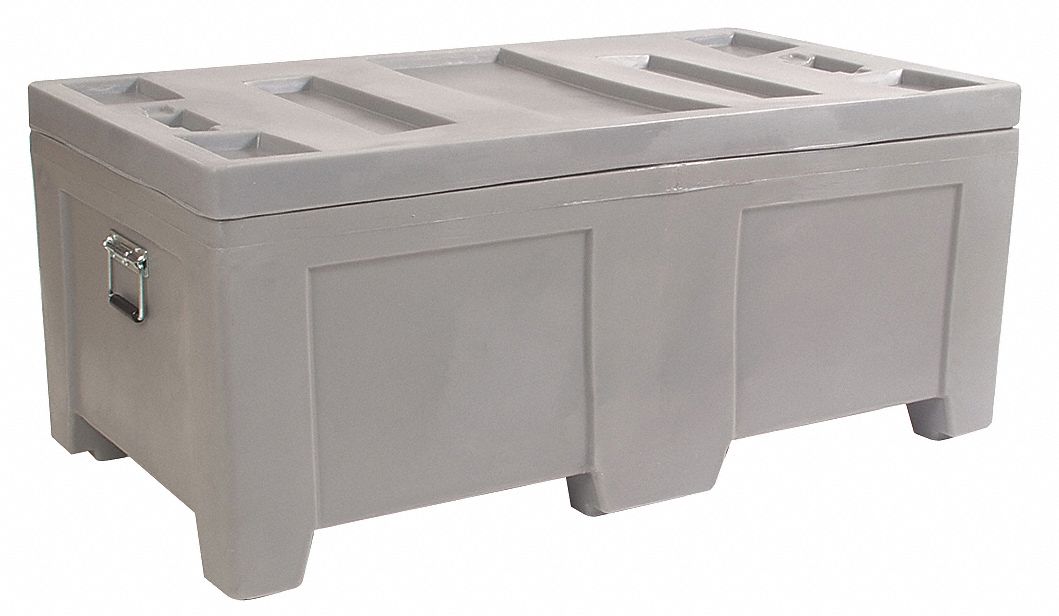 Bulk Container: 16.5 cu ft, 55 in x 30 in x 24 in, Lid Included, 2-Way Entry, Gray