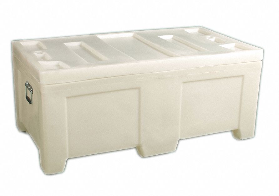 Bulk Container: 16.5 cu ft, 55 in x 30 in x 24 in, Lid Included, 2-Way Entry, White