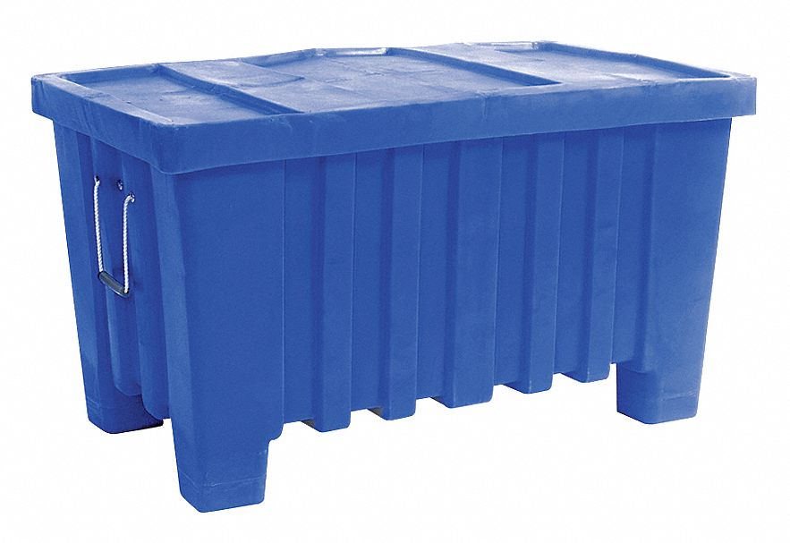 Bulk Container: 8.7 cu ft, 43 in x 26 1/2 in x 24 in, Lid Included, 2-Way Entry