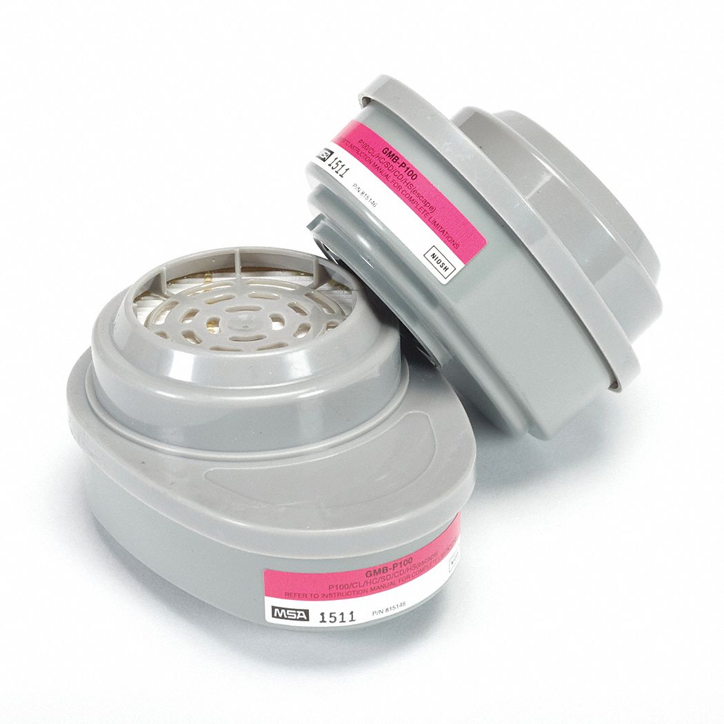 RESPIRATOR CARTRIDGE, WHITE/MAGENTA, BAYONET, ACID GAS(GMB), P100, NIOSH, 2PK