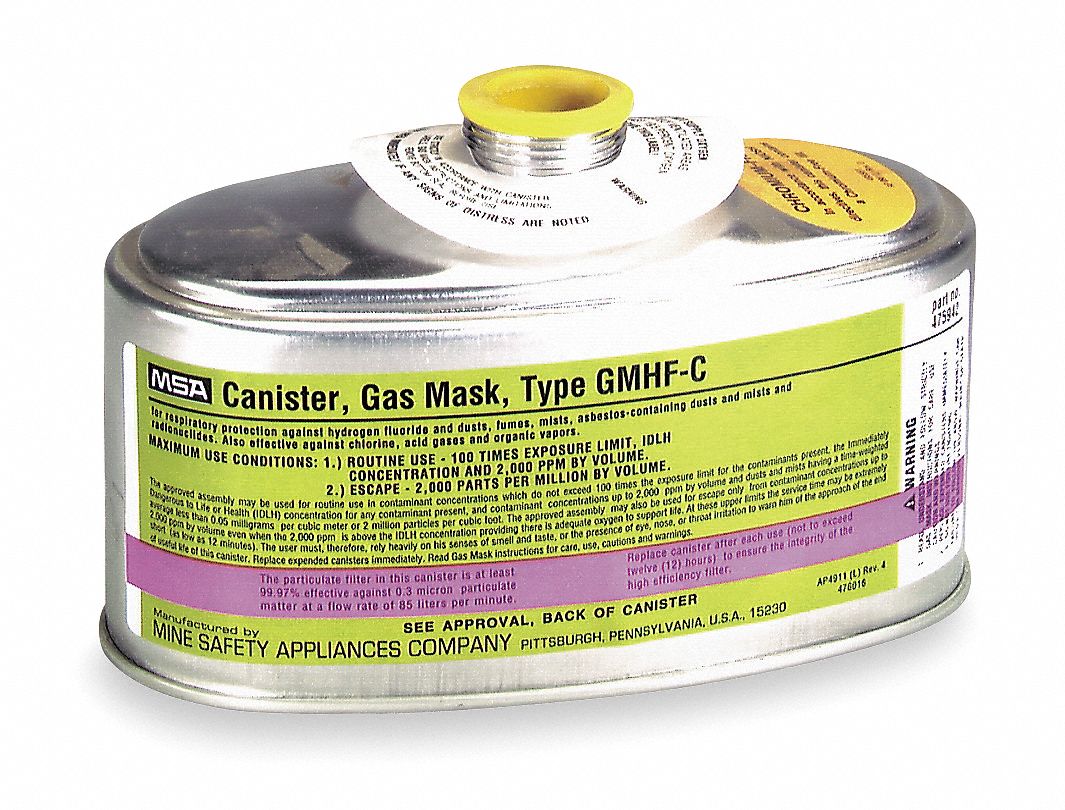 Gas Mask Canister, Color Code Black Grainger