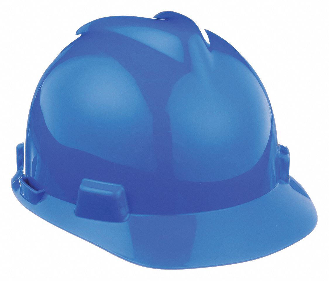 SLOTTED CAP, CSA, TYPE 1, CLASS E, PE, 4-PT STAZ-ON PINLOCK, FRONT BRIM, BLUE