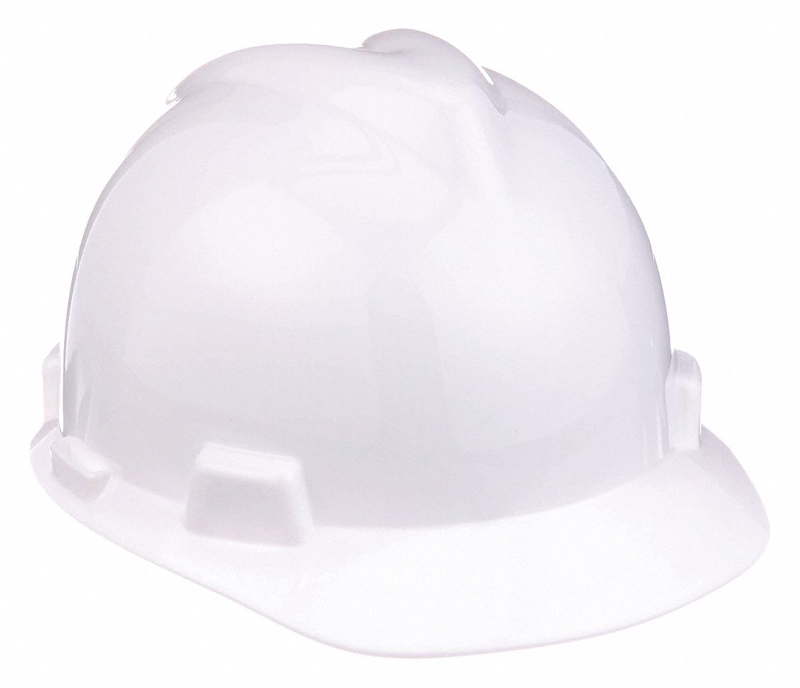 SLOTTED CAP, CSA, TYPE 1, CLASS E, PE, 4-PT STAZ-ON PINLOCK, FRONT BRIM, WHITE