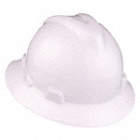 SLOTTED HAT, CSA, TYPE 1, CLASS E, PE, 4-PT FAS-TRAC III RATCHET, FULL BRIM, WHITE