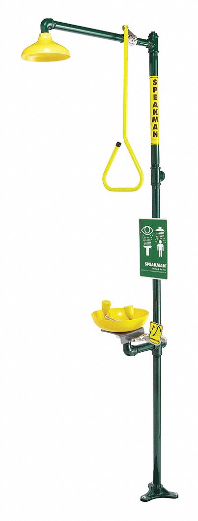 Shower and Eyewash Station, Gray/Yellow