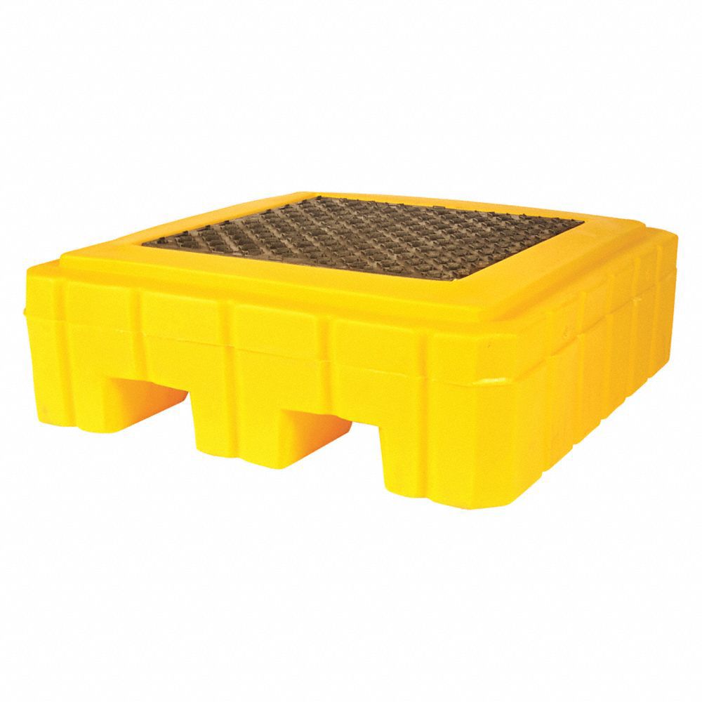 DRUM SPILL CONTAINMENT PALLET PLUS, FOR 1 DRUM, 62 GALLON CAPACITY, YELLOW