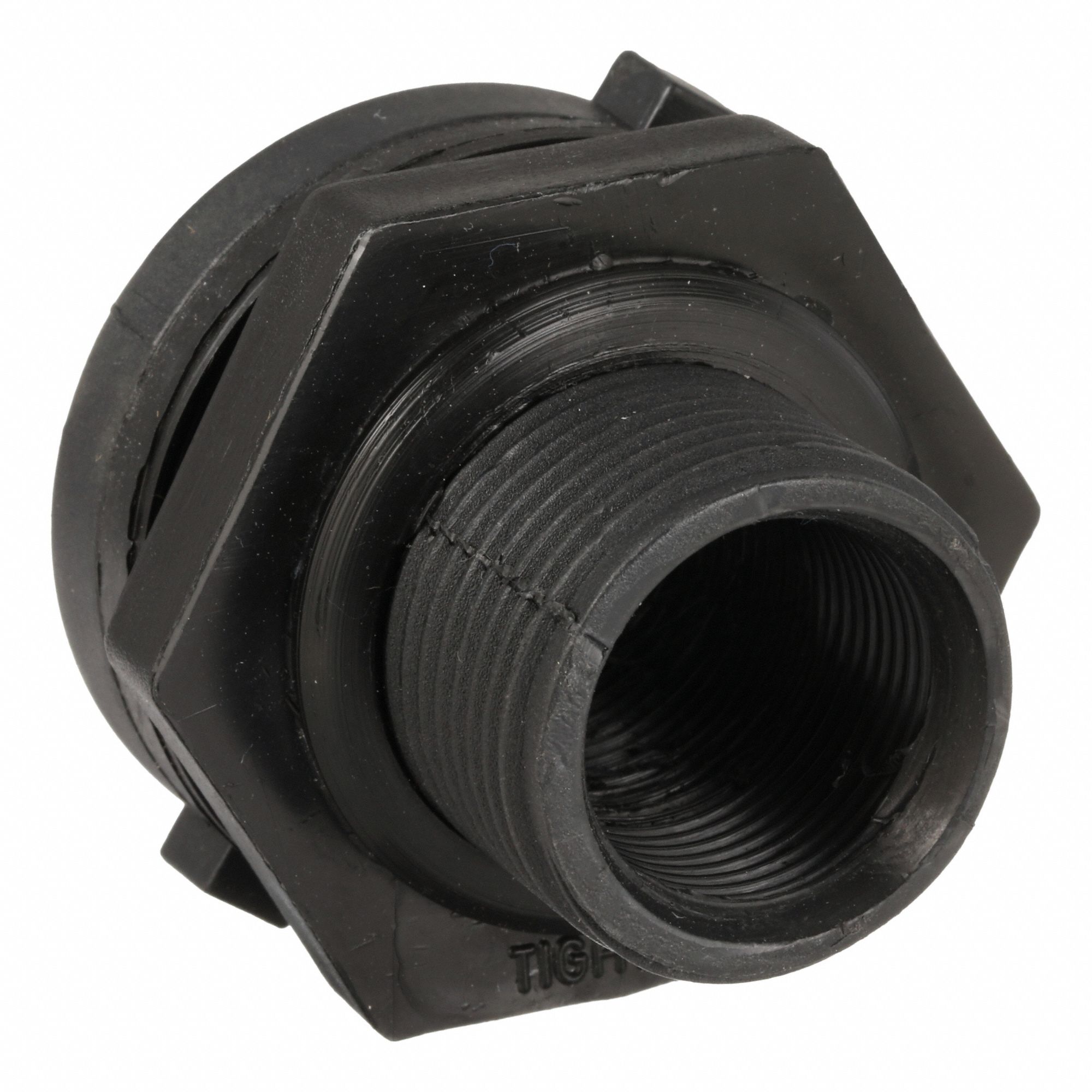 Bulkhead Fitting: 2 1/2 in x 2 1/2 in x 2 1/2 in, 1072/1086/1321/2222/2223, Black