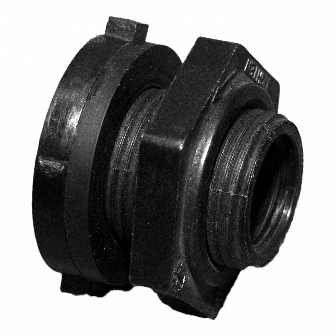ULTRATECH Bulkhead Fitting, Polyethylene, Black, 2.5 in x 2.5 in x 2.5