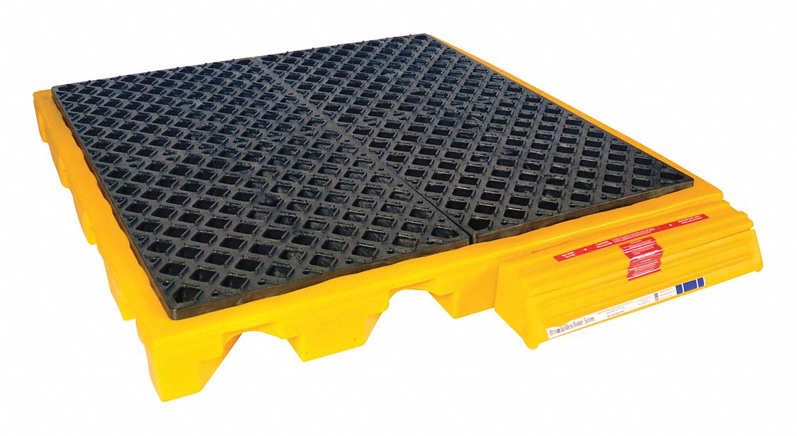 DRUM SPILL CONTAINMENT PALLET, FOR 4 DRUMS, 110 GAL CAPACITY, 6,000 LB LOAD CAPACITY