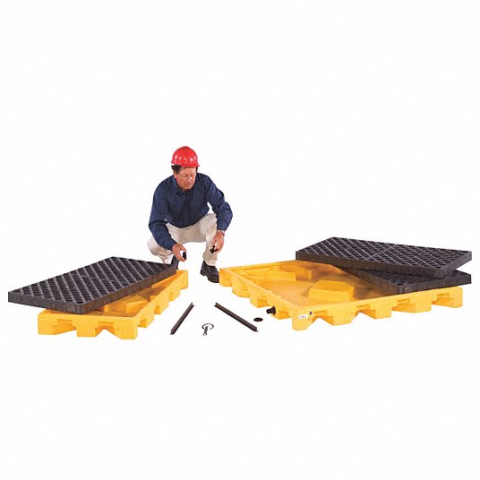 Yellow 5 Year Warranty UltraTech 1072 Polyethylene P4 4-Drum Ultra-Spill Deck 6000 lbs Capacity 