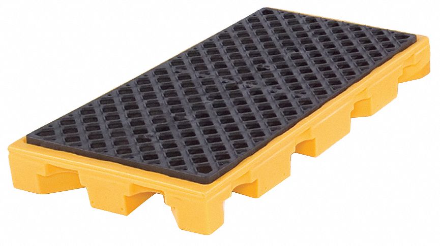 DRUM SPILL DECK, FOR 2 DRUMS, 22 GAL CAPACITY, 3,000 LB LOAD CAPACITY, YELLOW