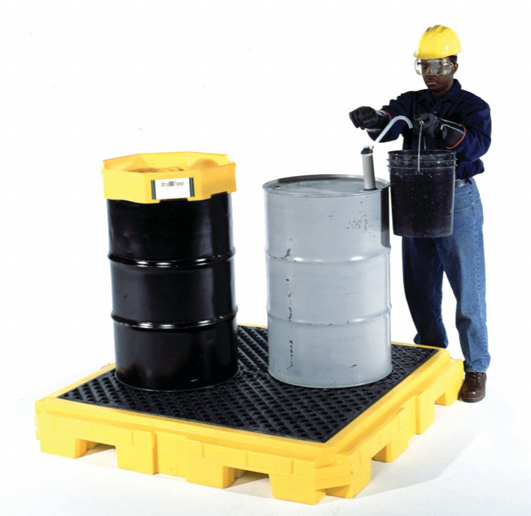 ULTRATECH Drum Spill Containment Pallet: For 4 Drums, 75 gal Spill ...