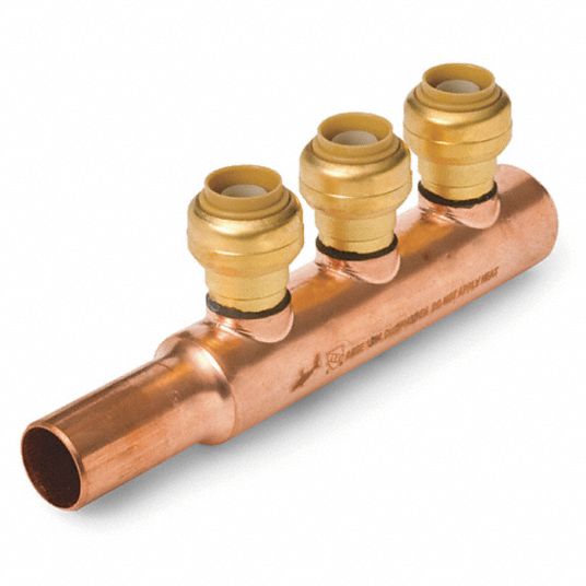 CASH ACME Push Fit Manifold, 3/4 in Inlet Size, Closed Outlet Size, 8