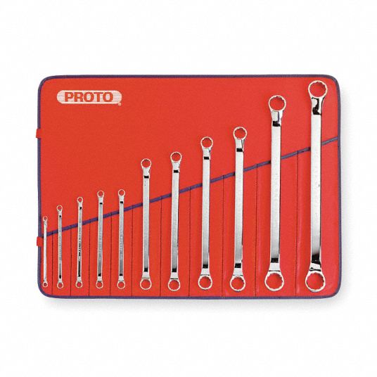 PROTO Box End Wrench Set Alloy Steel, Chrome, 11 Tools, 6 mm to 32 mm