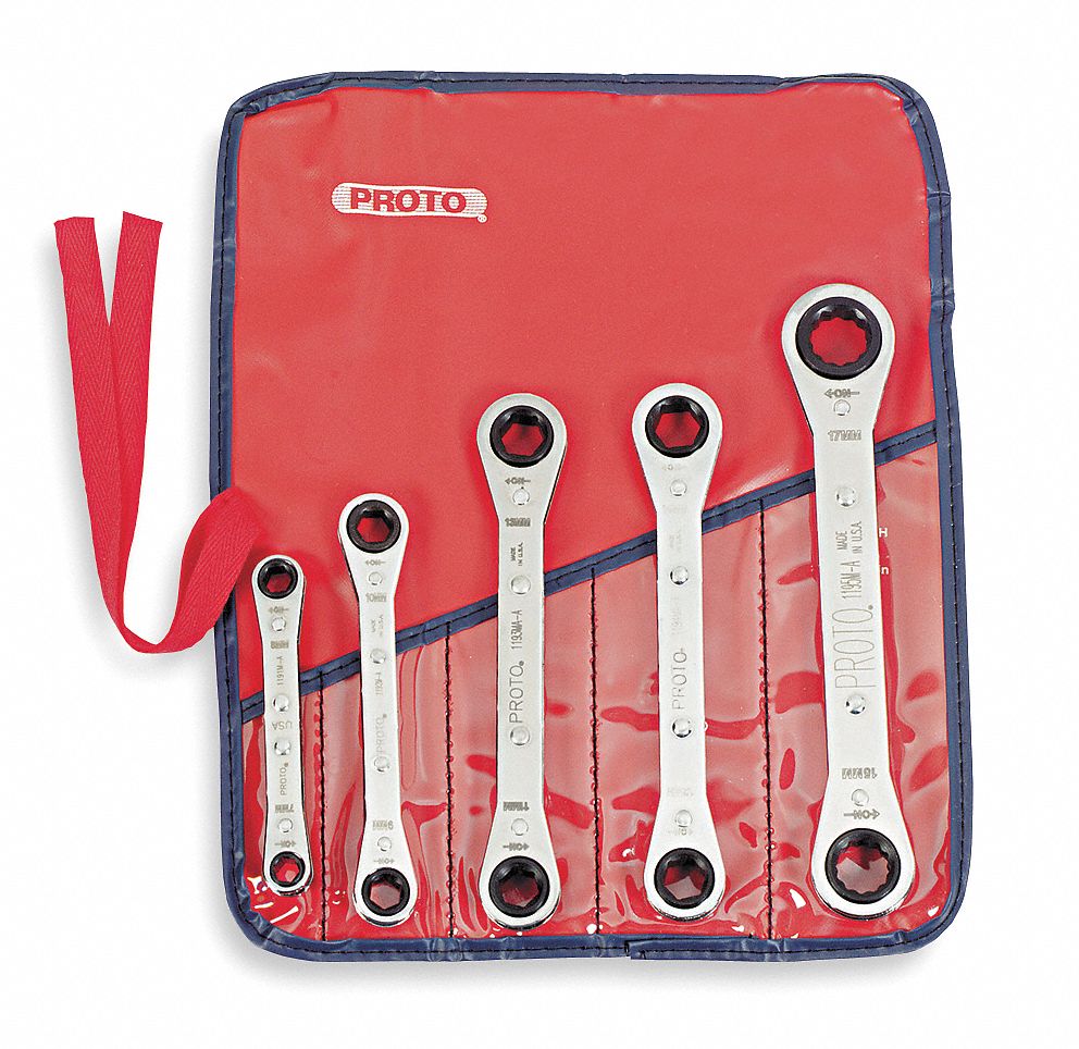 PROTO Box End Wrench Set, Alloy Steel, Chrome, Insulated No, Number of ...