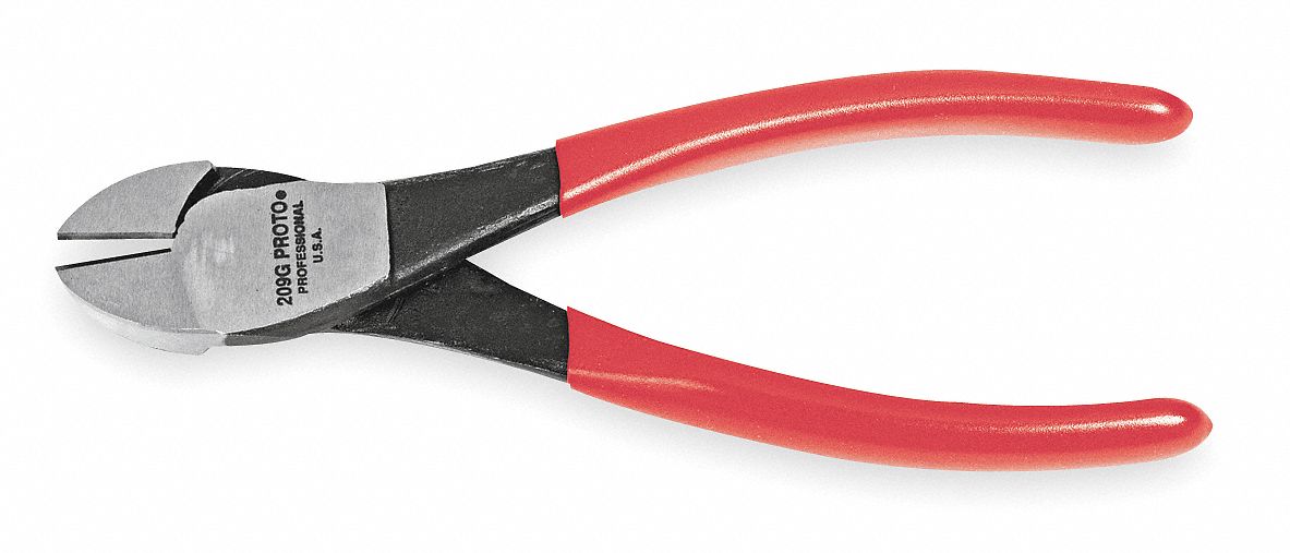 DIAGONAL CUTTING PLIER, SEMIFLUSH, STRAIGHT, OVAL, ¾ IN JAW L, 1¼ IN JAW W, STANDARD CUSHION GRIP
