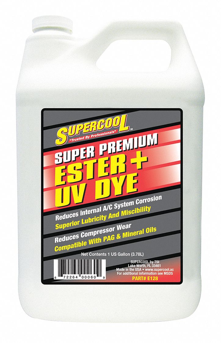 SUPERCOOL A/C Compressor Ester Lubricant w/UV Dye 1 gal Size, Plastic
