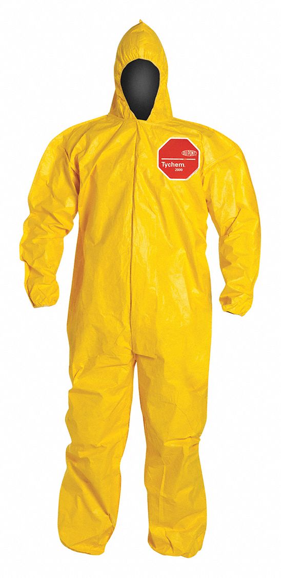 DUPONT HOODED CHEMICAL-RESISTANT COVERALLS, TYCHEM 2000