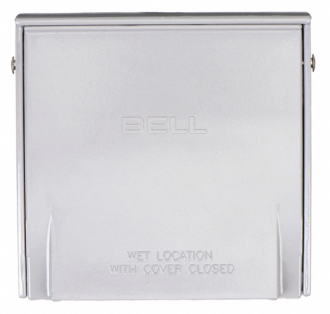 WEATHERPROOF COVER, DIE-CAST ZINC, OUTDOOR RECEPTACLES, 2 GANGS, 4½ IN OVERALL H, 3R, GREY