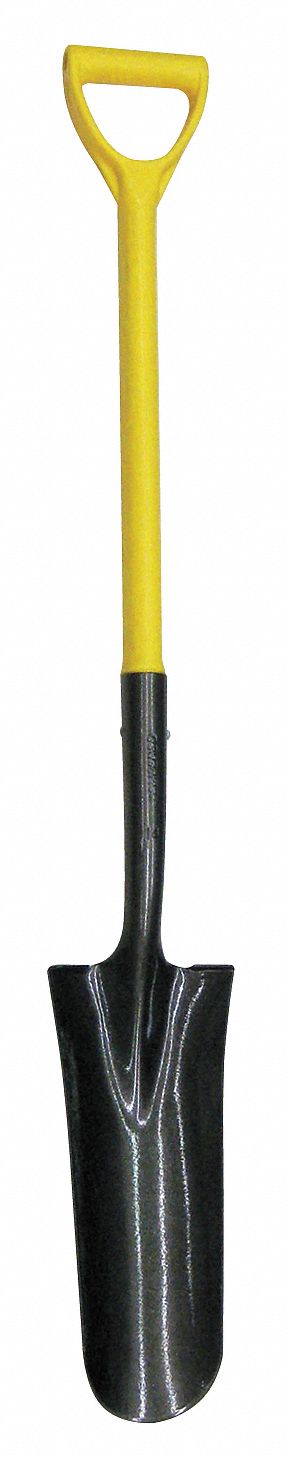 DRAIN SPADE, STEEL BLADE, 14 GA, D-GRIP HANDLE TYPE, FIBREGLASS HANDLE, 27 IN HANDLE L