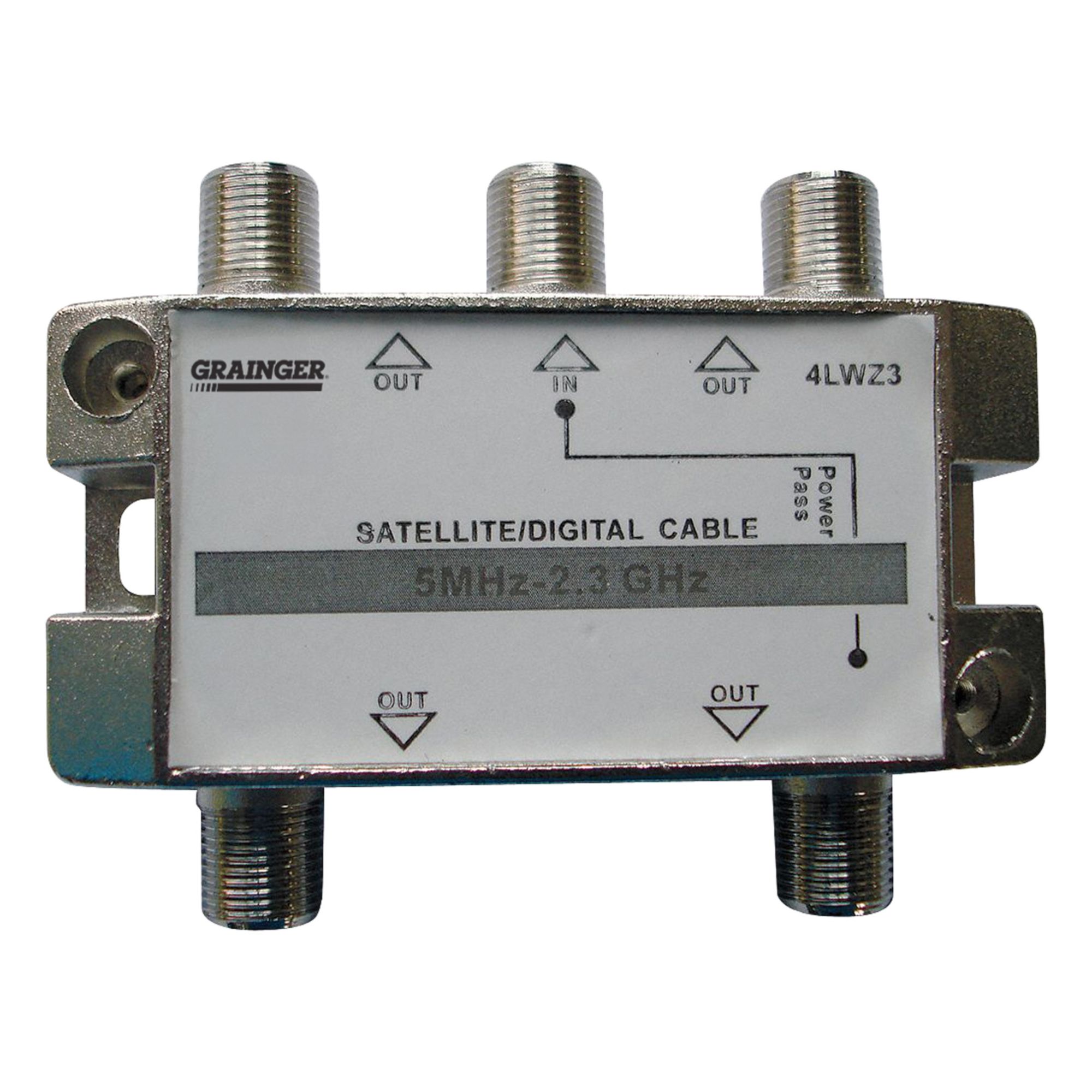 Cable Splitter: (1) F-Type Female x (4) F-Type Female Splitter, Max. 2, 300 MHz, Silver