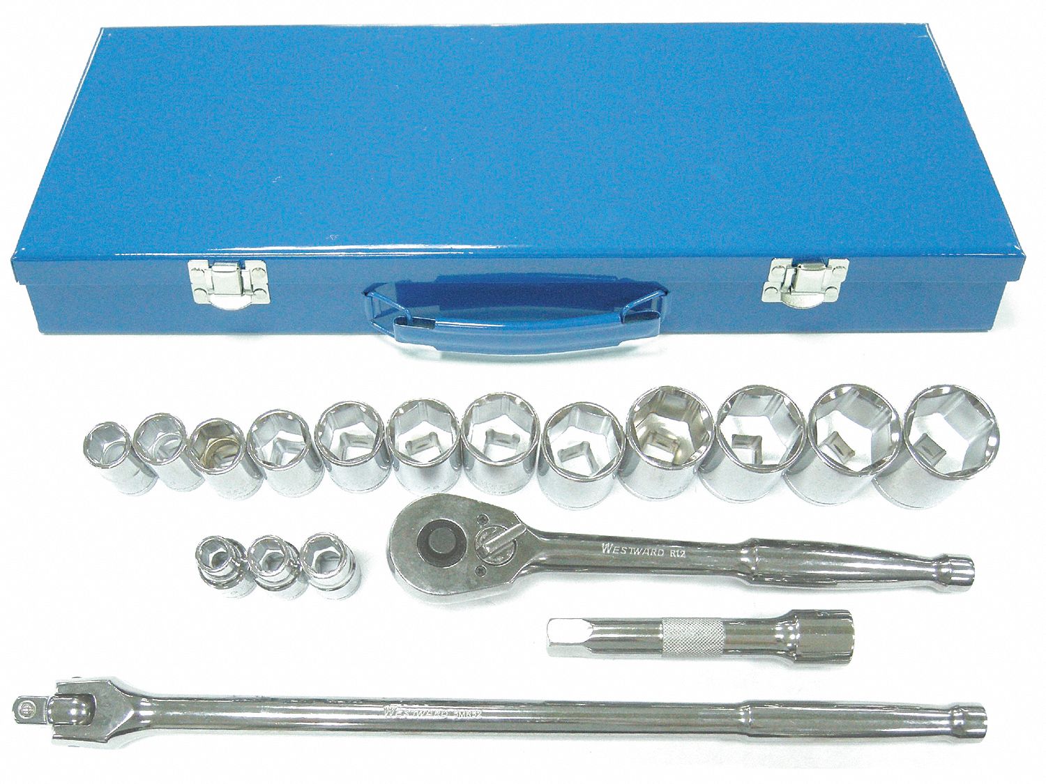 WESTWARD, 1/2 in Drive Size, 18 Pieces, Socket Wrench Set - 4LXA2