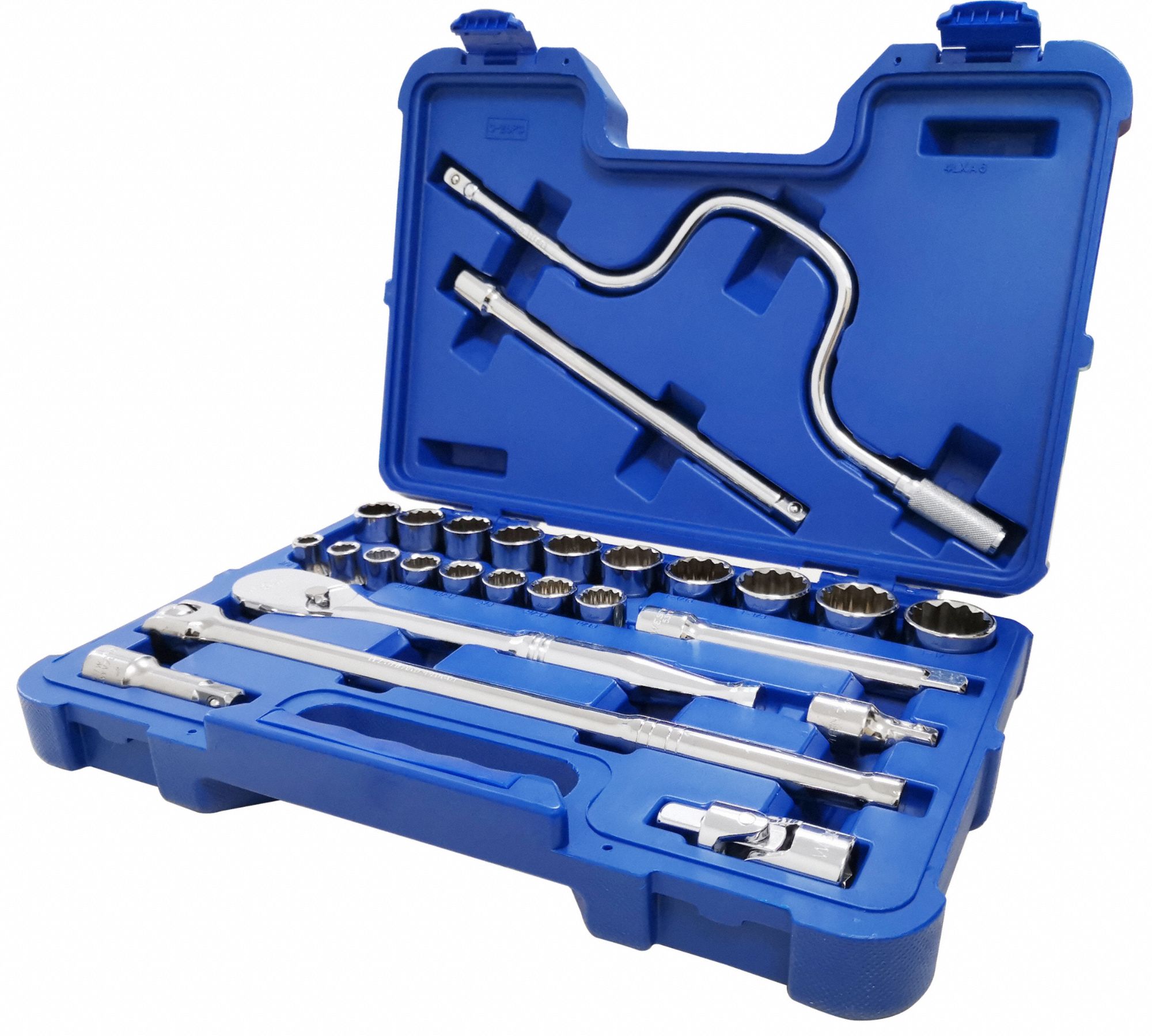 Socket Wrench Set: 1/2 in Drive, 26 Piece, 12-Point, SAE, 3/8 in to 1 1/4 in