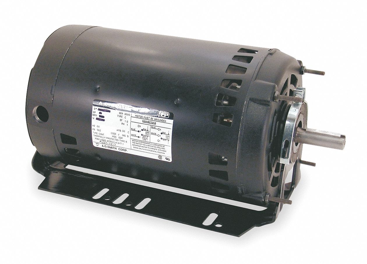 A.O. SMITH Belt Drive Motor, 1-1/2 HP, 3-Phase, Nameplate RPM 1725, No ...