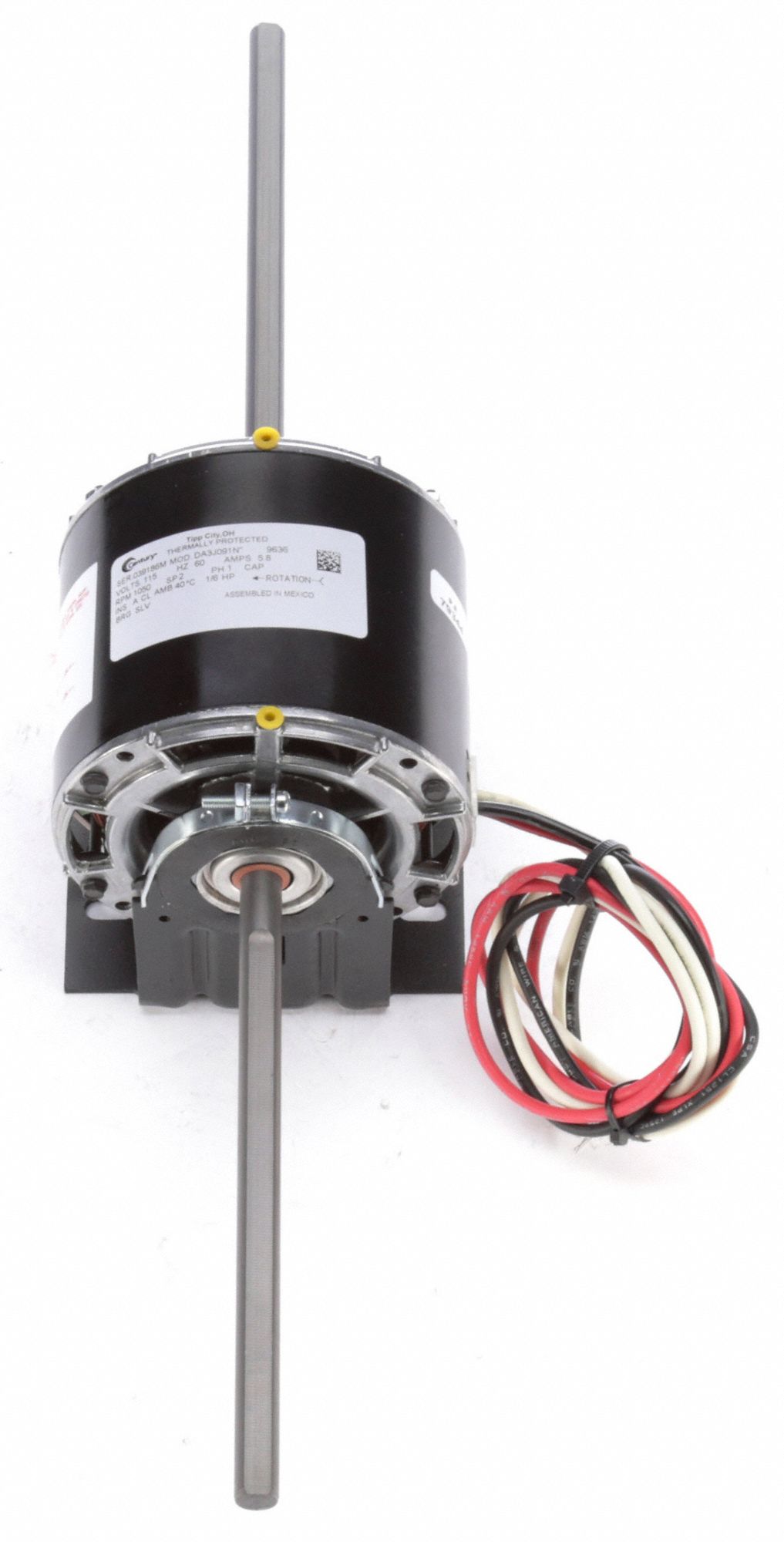 CENTURY Room Air Conditioner Motor 2 Speed, 1/6 HP, 1,050 Nameplate RPM, 115V AC, CCWLE 4LY95