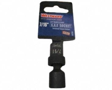 Impact Socket: 1/4 in Drive Size, SAE, 7/16 in Socket Size, 6-Point, Std