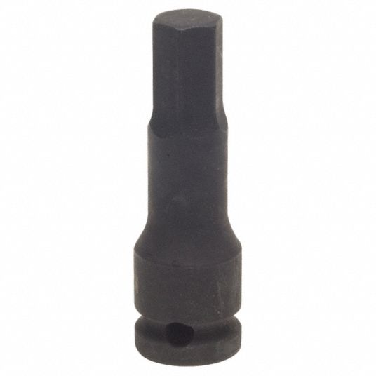 Impact Socket Bit Driver, Overall Length 3 in, Drive Size 1/2 in, Black ...