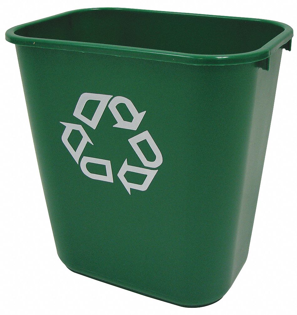 RUBBERMAID 7 gal. Green Desk Side Recycling Container, Open Top   Recycling Bins   4LZL2|FG295606GRN