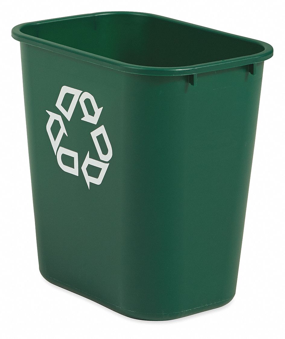 DESK RECYCLING CONTAINER,GREEN,7 GAL.