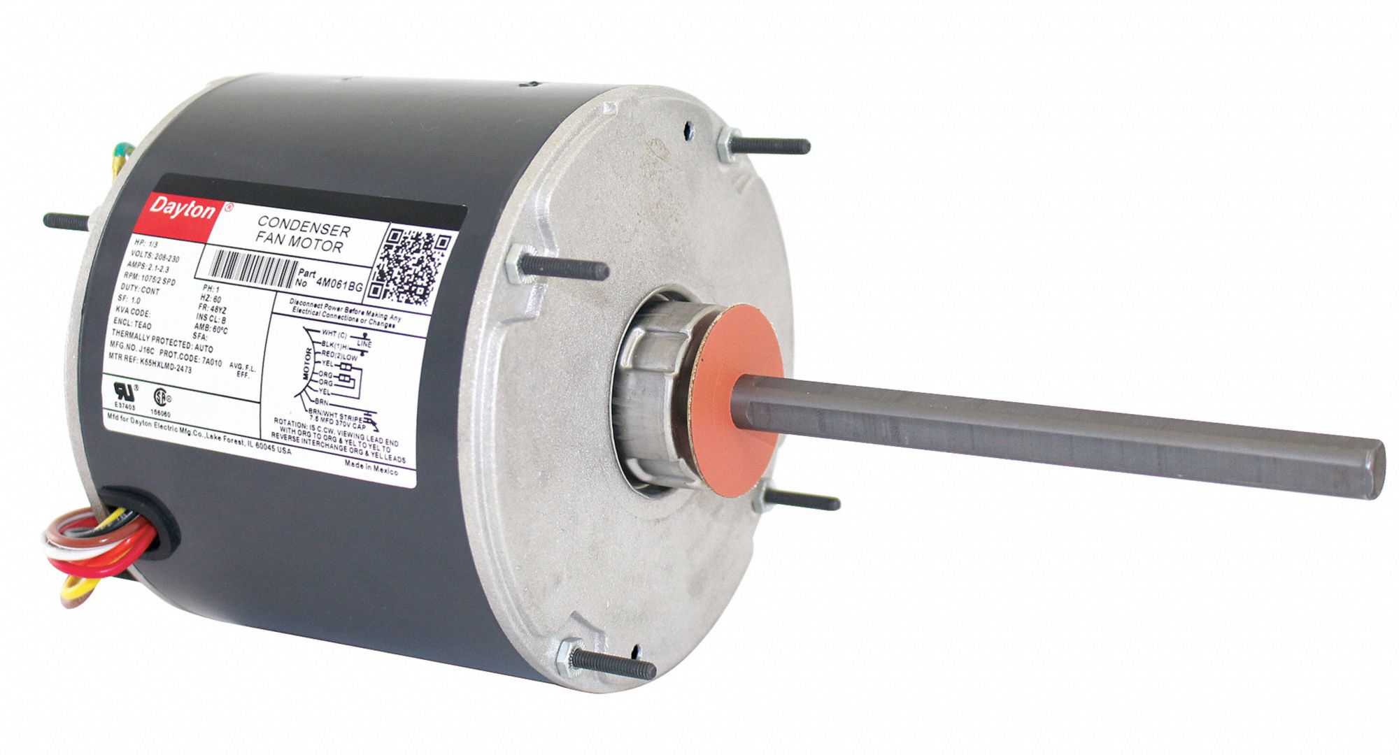 DAYTON Condenser Fan Motor, 1/3 HP, Permanent Split Capacitor