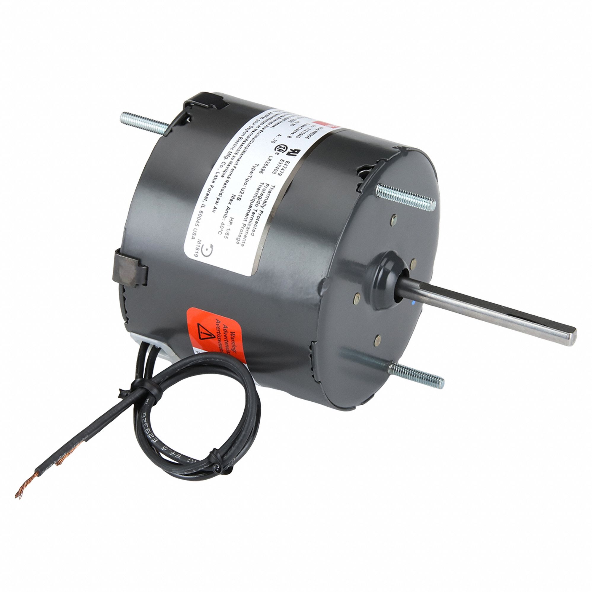 HVAC Motor: Stud, Shaded Pole, Single Phase, 1/65 hp, 3, 000 RPM, 3.3 Frame Size, 115V AC, B