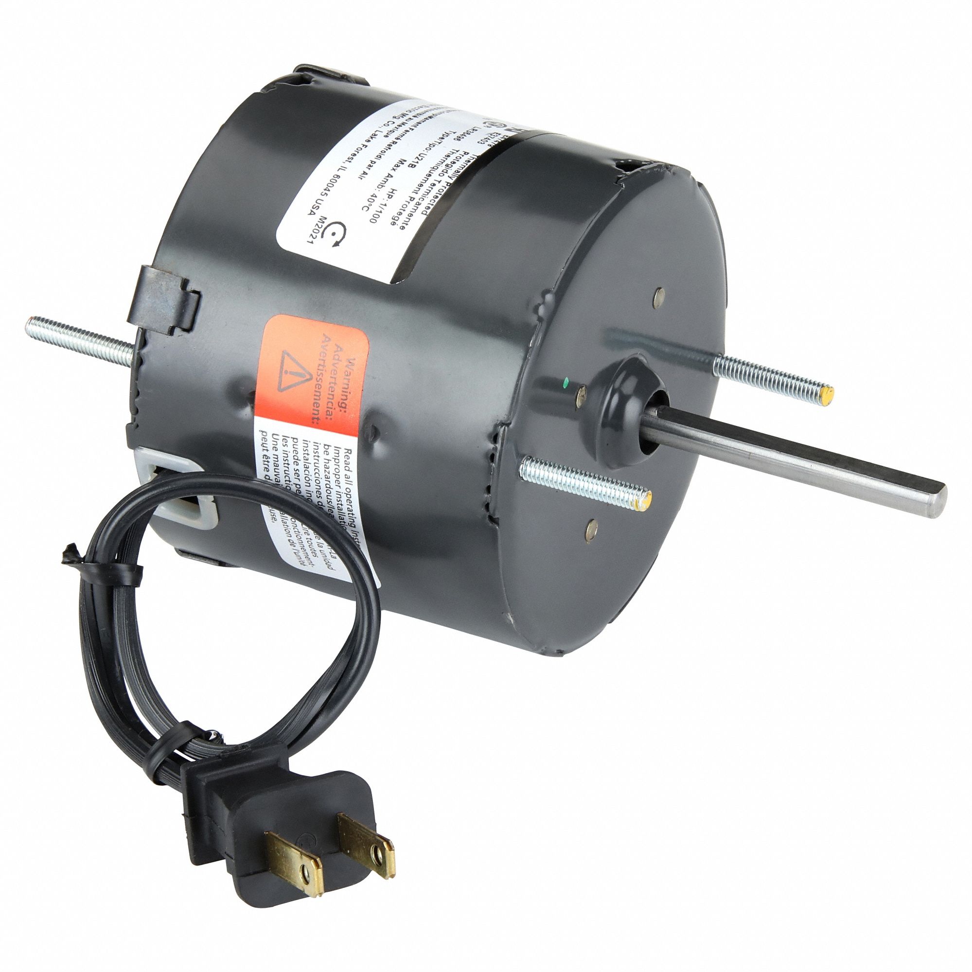 HVAC Motor: Stud, Shaded Pole, Single Phase, 1/100 hp, 3, 000 RPM, 3.3 Frame Size, 115V AC, B