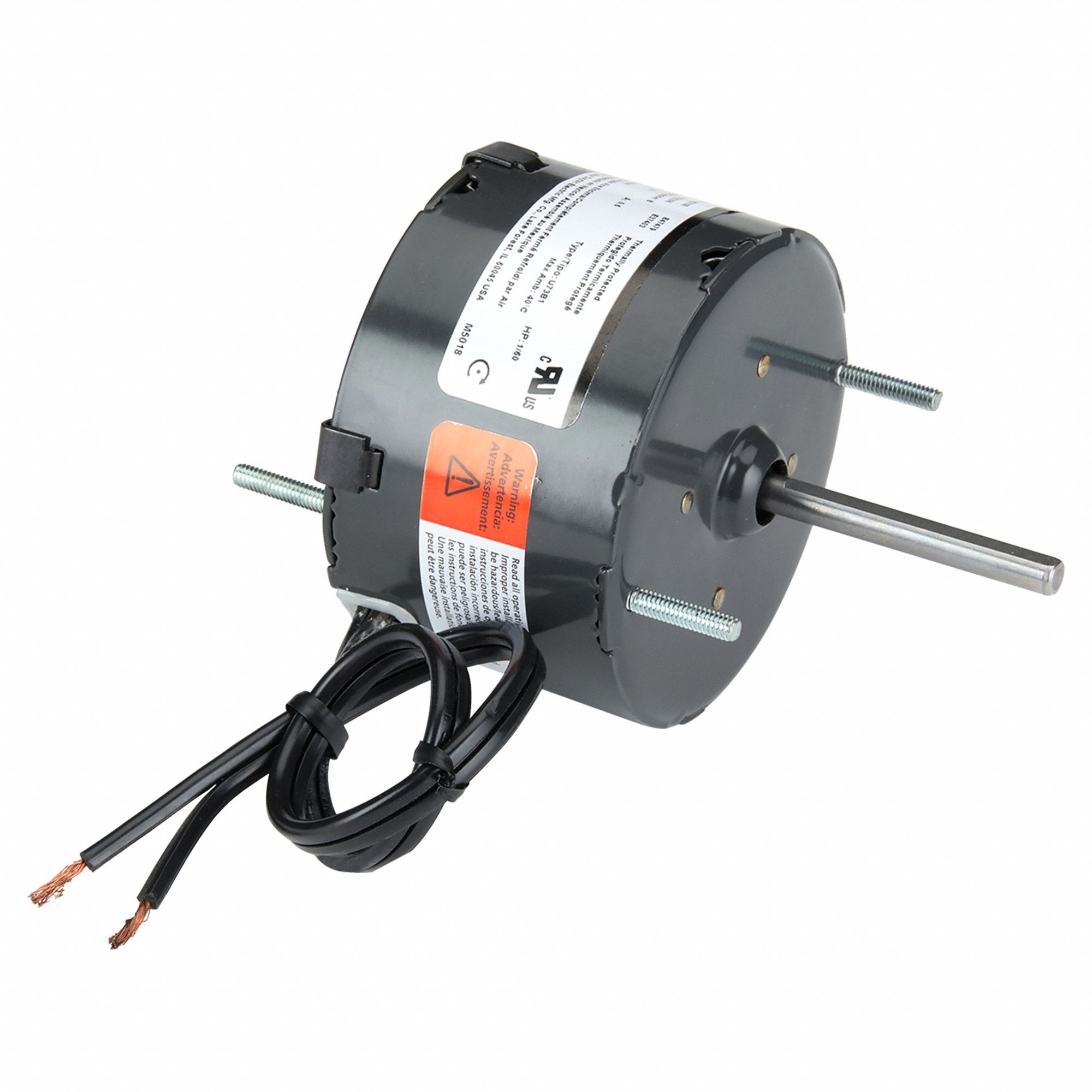 HVAC Motor: Stud, Shaded Pole, Single Phase, 1/100 hp, 1, 550 RPM, 3.3 Frame Size, 115V AC, A
