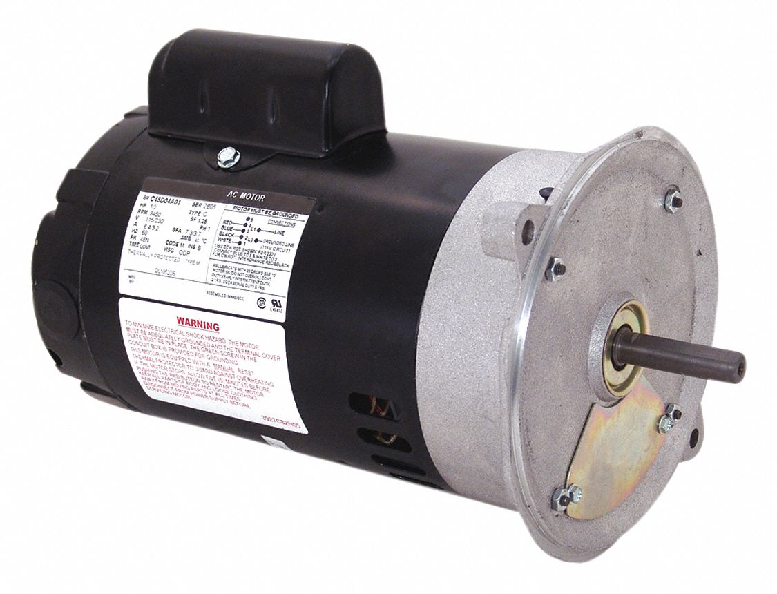 CENTURY Oil Burner Motor: Capacitor-Start, 1/2 HP, 3,450 Nameplate RPM,  115/230V AC, 48N Frame