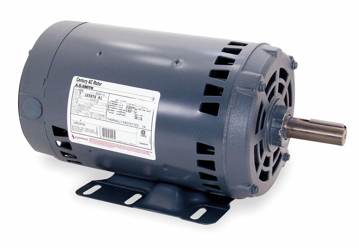 A.O. SMITH Belt Drive Motor, 2 HP, 3-Phase, Nameplate RPM 1725, No. of  Speeds 1, Voltage 200-230/460 - 4MA47|H1045 - Grainger