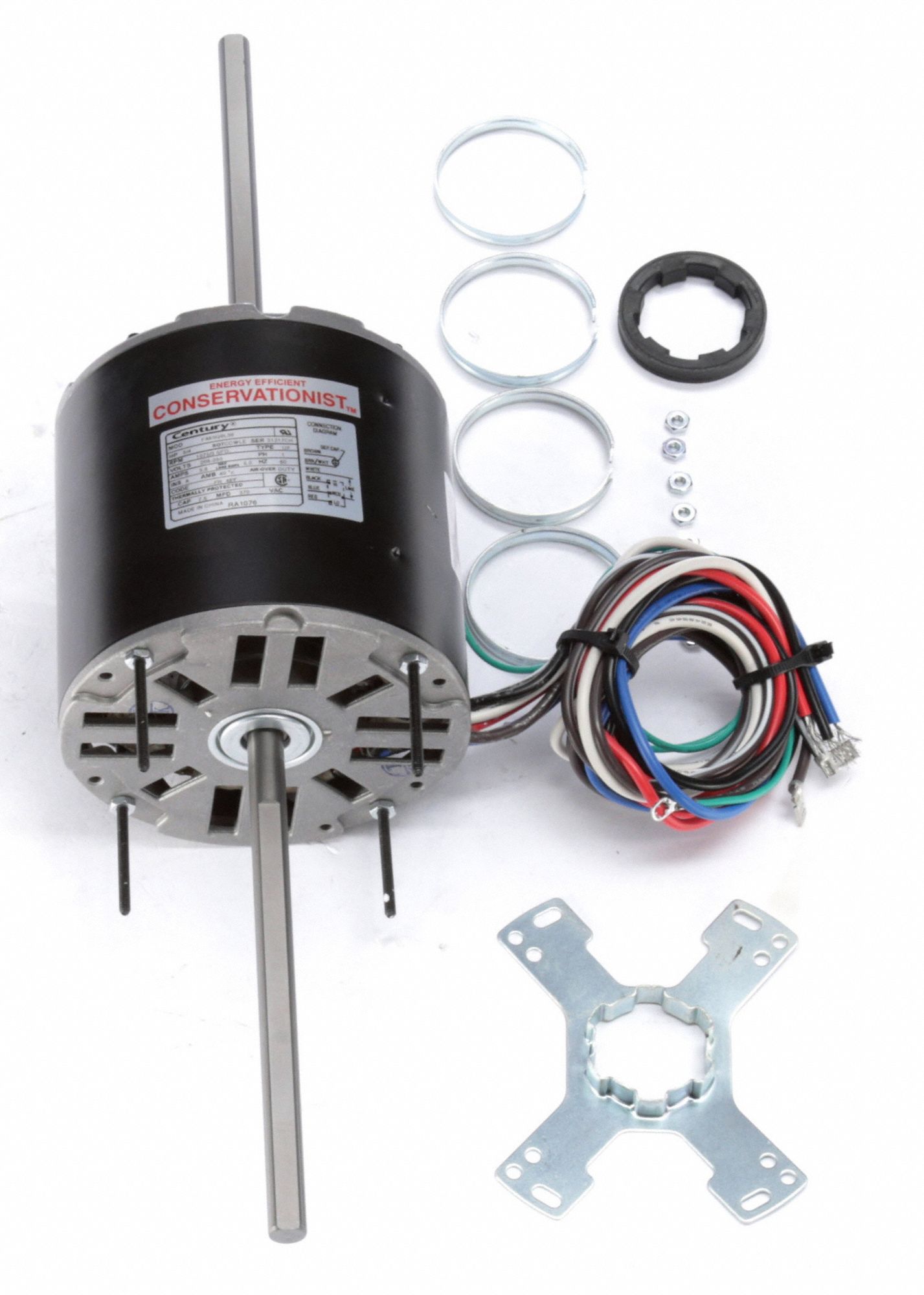 CENTURY Room Air Conditioner Motor 3 Speed, 3/4 HP, 1,075 Nameplate