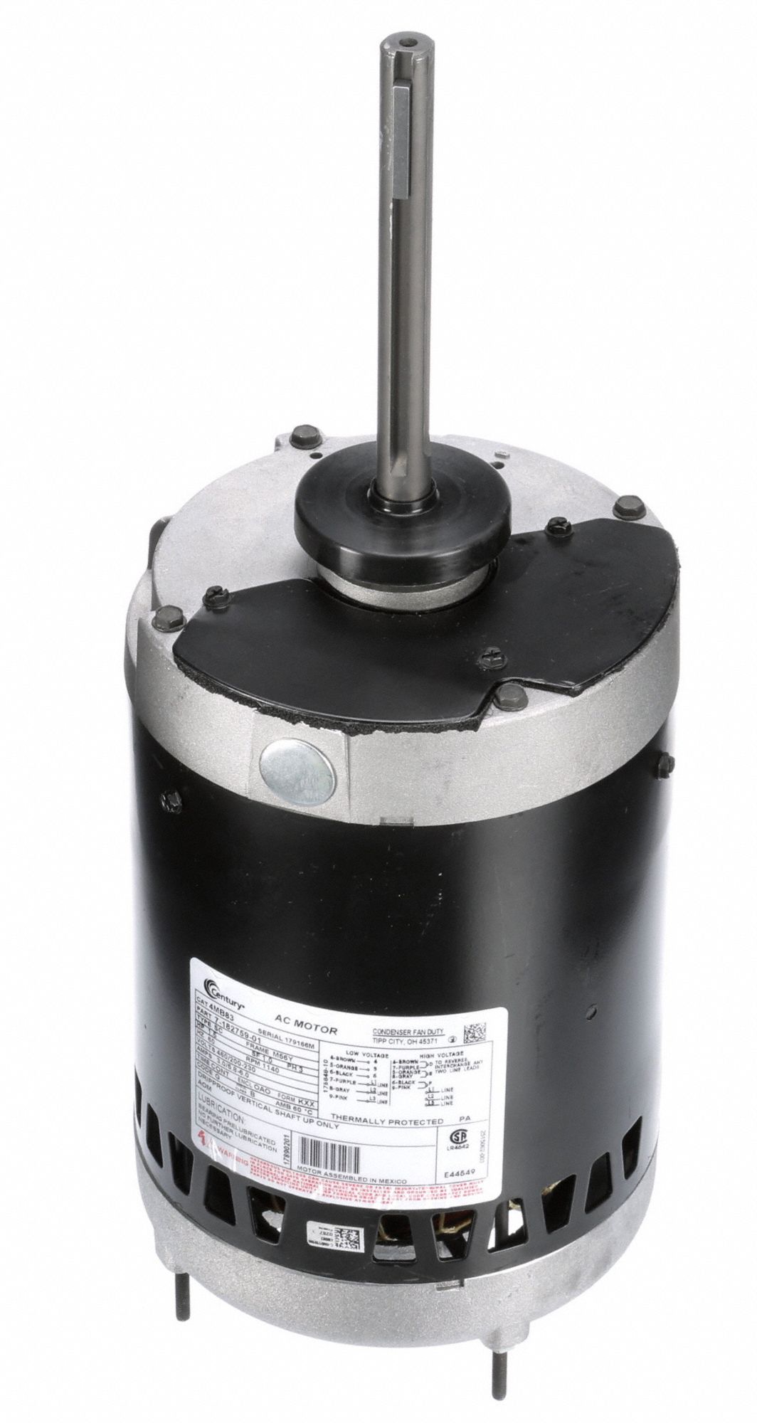 CENTURY 1-1/2 HP Condenser Fan Motor,3-Phase,1140 Nameplate RPM,200-230 ...