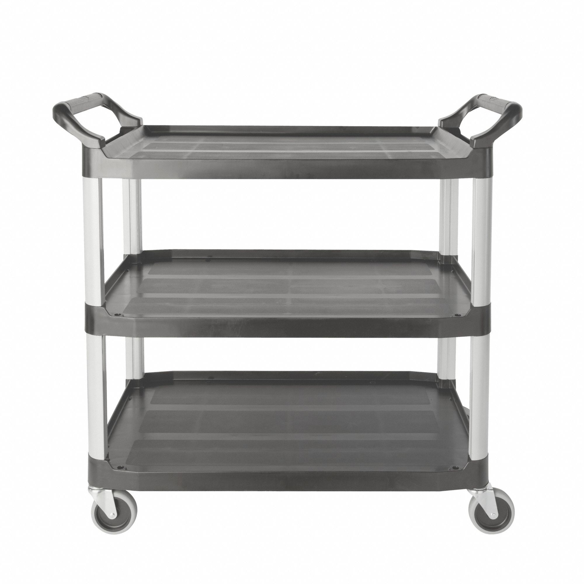 Dual-Handle Utility Cart with Lipped Plastic Shelves: 40 in x 20 in